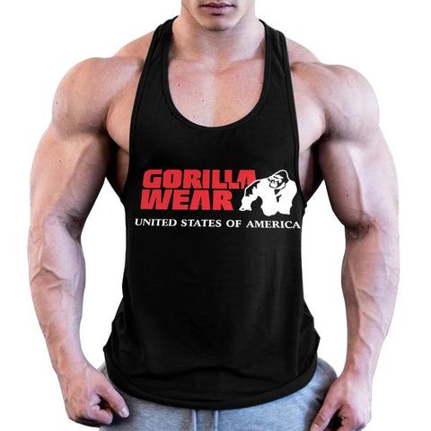 Fitness Tank Top GYM Summer Cotton Sweat-absorbing Code Wide Shoulder Print-Veeddydropshipping