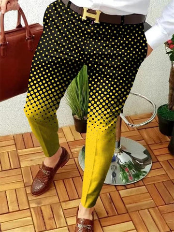 Suit Pants Zipper Retro Striped Plaid Print Straight-MF00400-Veeddydropshipping