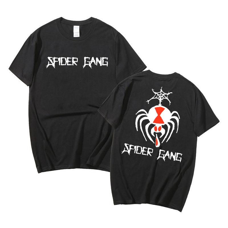 Fashion rapper Lil Darkie Spider Gang black double-sided T-shirt for men's Harajuku-Veeddydropshipping