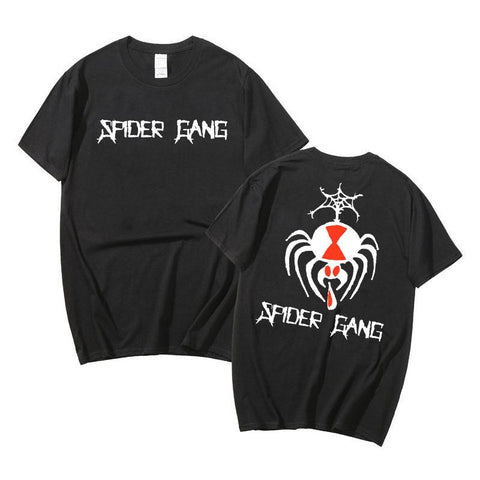 Fashion rapper Lil Darkie Spider Gang black double-sided T-shirt for men's Harajuku-Veeddydropshipping