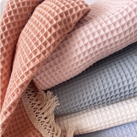 Cotton Waffle Baby Swaddle Blankets Tassel Newborn Receiving Blanket-TB00696-Veeddydropshipping