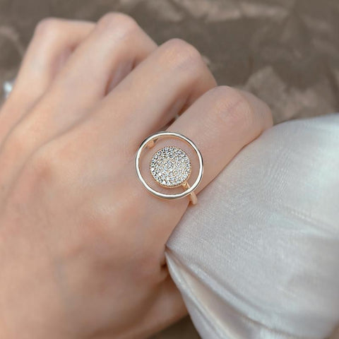 Natural Zircon Full Paved Women Ring  Rose Gold Unique Luxury-JW00030-Veeddydropshipping