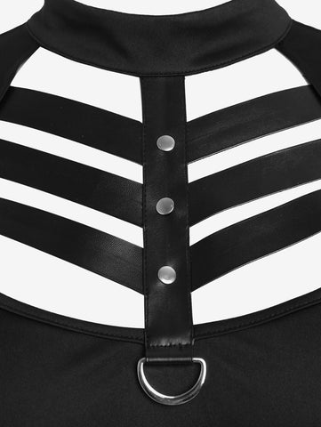 Plus Size Dresses Panel Ladder Cutout Mini Dress-WF00125-Veeddydropshipping