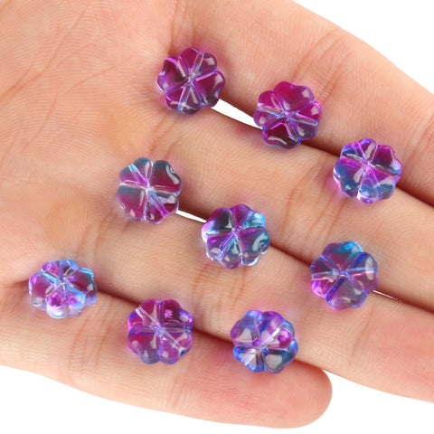 Lampwork Crystal Flower Spacer Beads  Flat Round Loose Beads-JW01481-Veeddydropshipping