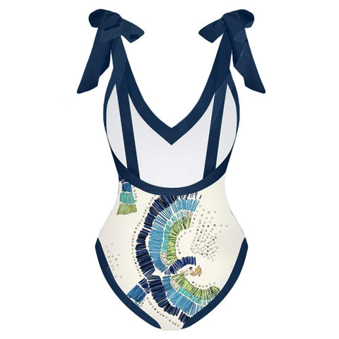 Deep V Print One Piece Swimsuit Summer Beach Wear Swimming Suit 2022 Luxury Shorts -OS00049-Veeddydropshipping
