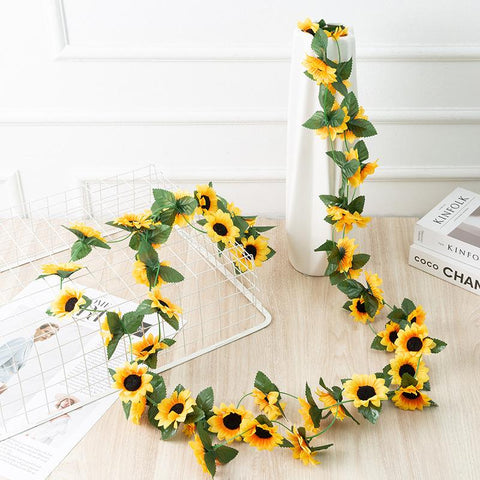 Sunflower Artificial Flowers Vine Fake Wedding Decoration-HA00720-Veeddydropshipping