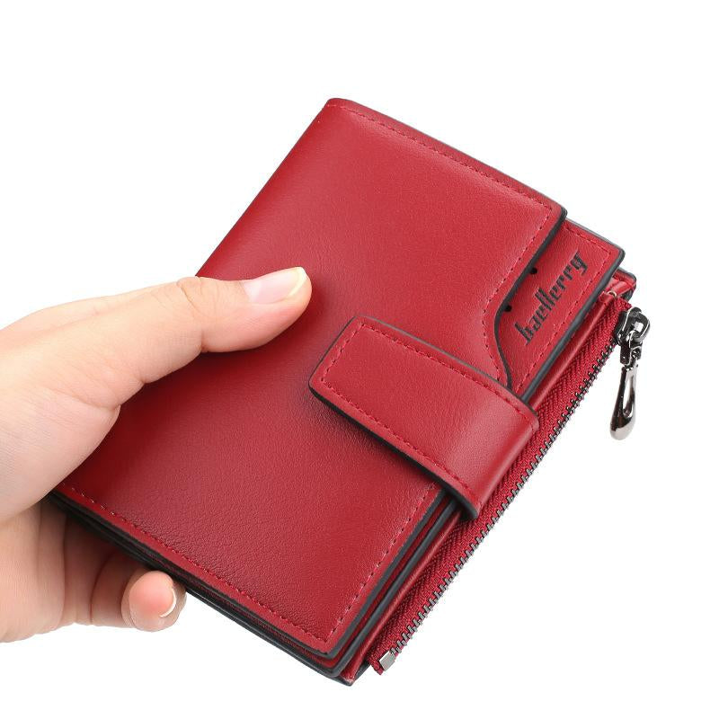 Short Red Wallet Card Holder Big Capacity Green Pink Coin-BS00183-Veeddydropshipping