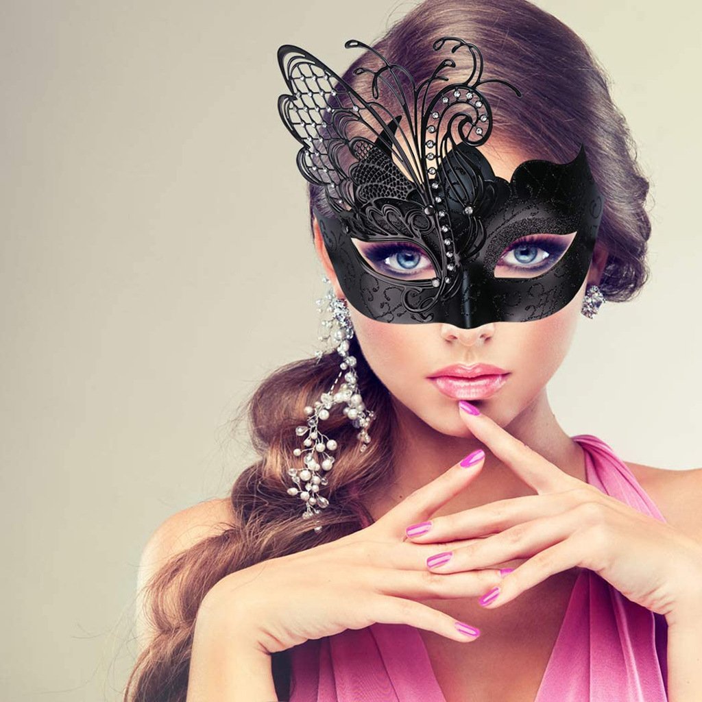Metallic Wrought Masquerade Mask Halloween-WF01606-Veeddydropshipping