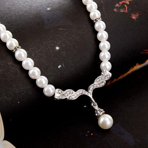 pearl Bridal Jewelry Sets  Pearl Drop  Wedding Jewelry Sets  -JW00280-Veeddydropshipping