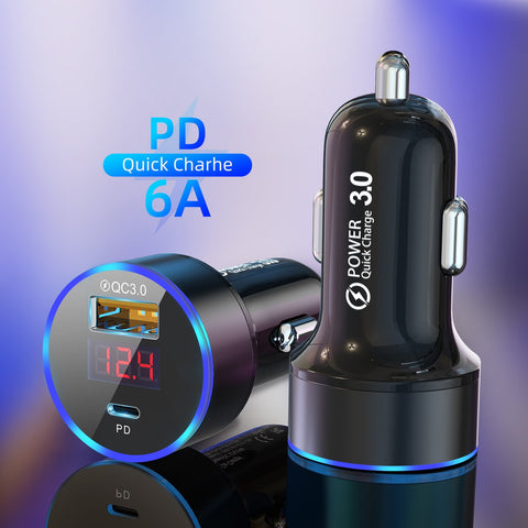 18W USB Type C Car Charger Digital Display 2 PD-PA01128-Veeddydropshipping