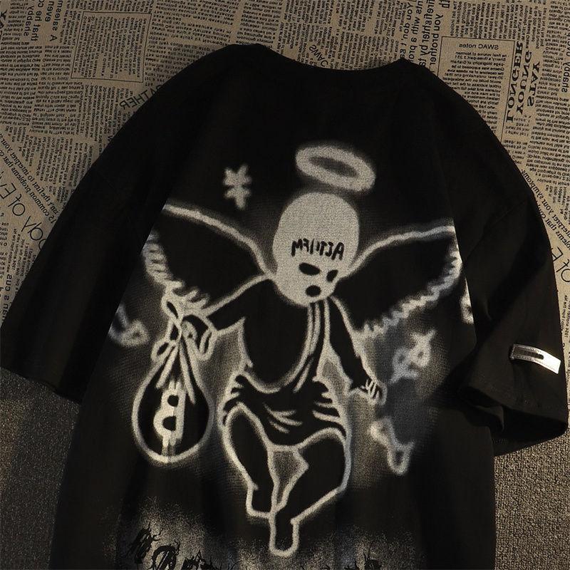 European and American retro dark angel short sleeved T-shirt trend-Veeddydropshipping