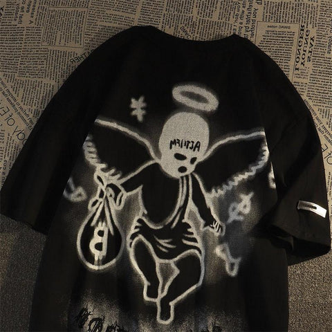 European and American retro dark angel short sleeved T-shirt trend-Veeddydropshipping