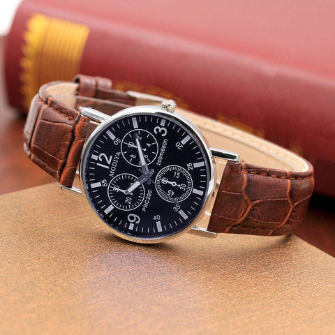 Clock Men Minimalist Dial Elegant Pointers quartz Watch Leather Belt Male -CE00767-Veeddydropshipping