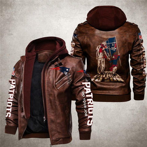 Hooded Pu Leather Jacket Fall Winter Warm 49ers Steelers-MF01393-Veeddydropshipping