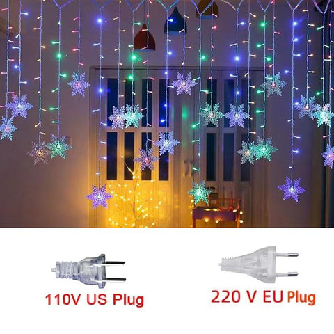 LED Curtain Snowflake String Lights Indoor&amp;Outdoor Wave Lighting-TI00912-Veeddydropshipping