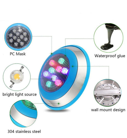 Stainless Steel IP68 Led Swimming Pool Lamps Blue Waterproof Lamps-TI00968-Veeddydropshipping