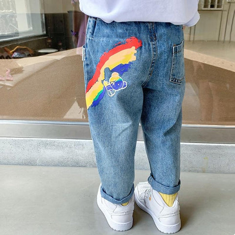 Boys Jeans Kids Casual High Waist Jean Pant Cartoon Printed Denim-TB01258-Veeddydropshipping