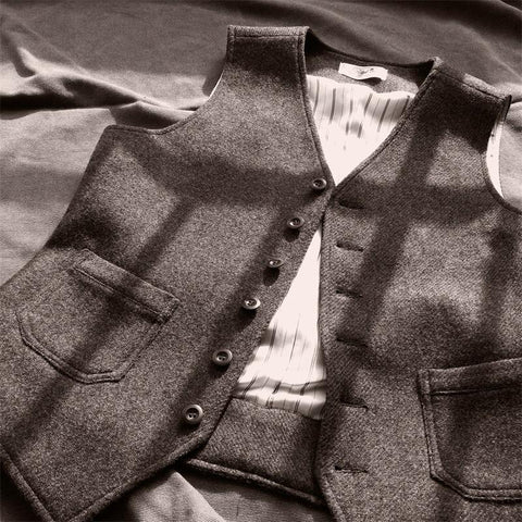 tweed slim-fitting vest British style suit vest-MF01331-Veeddydropshipping