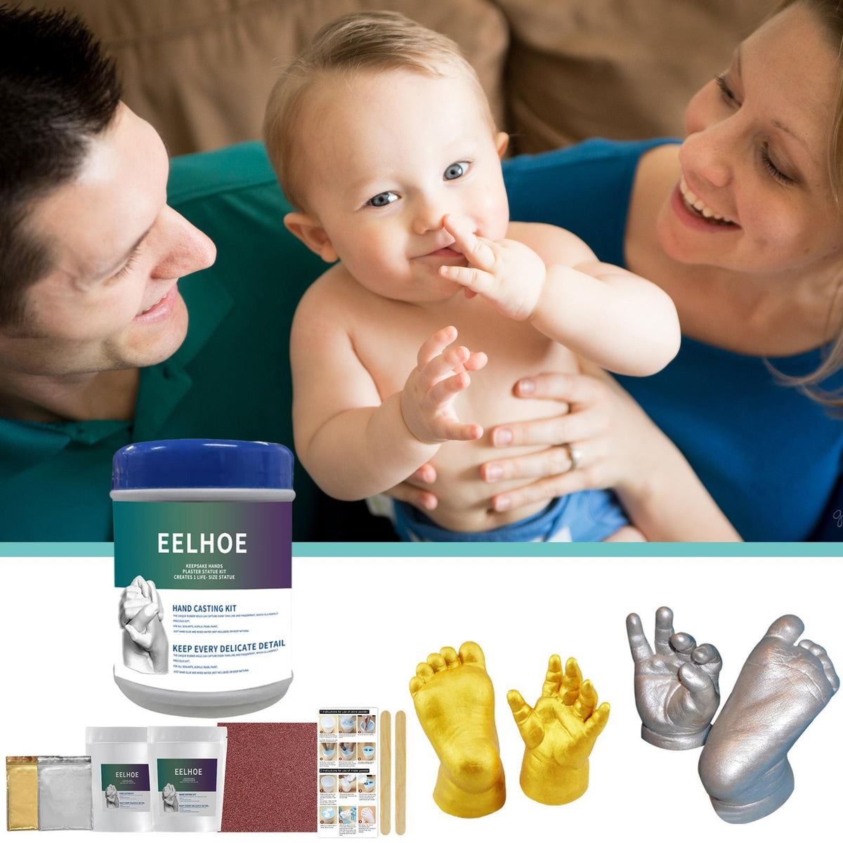 Hand Casting Kit, DIY Hand Foot 3D Printing  Keepsake Hands Sculpture Kit for Day,-TB00800-Veeddydropshipping