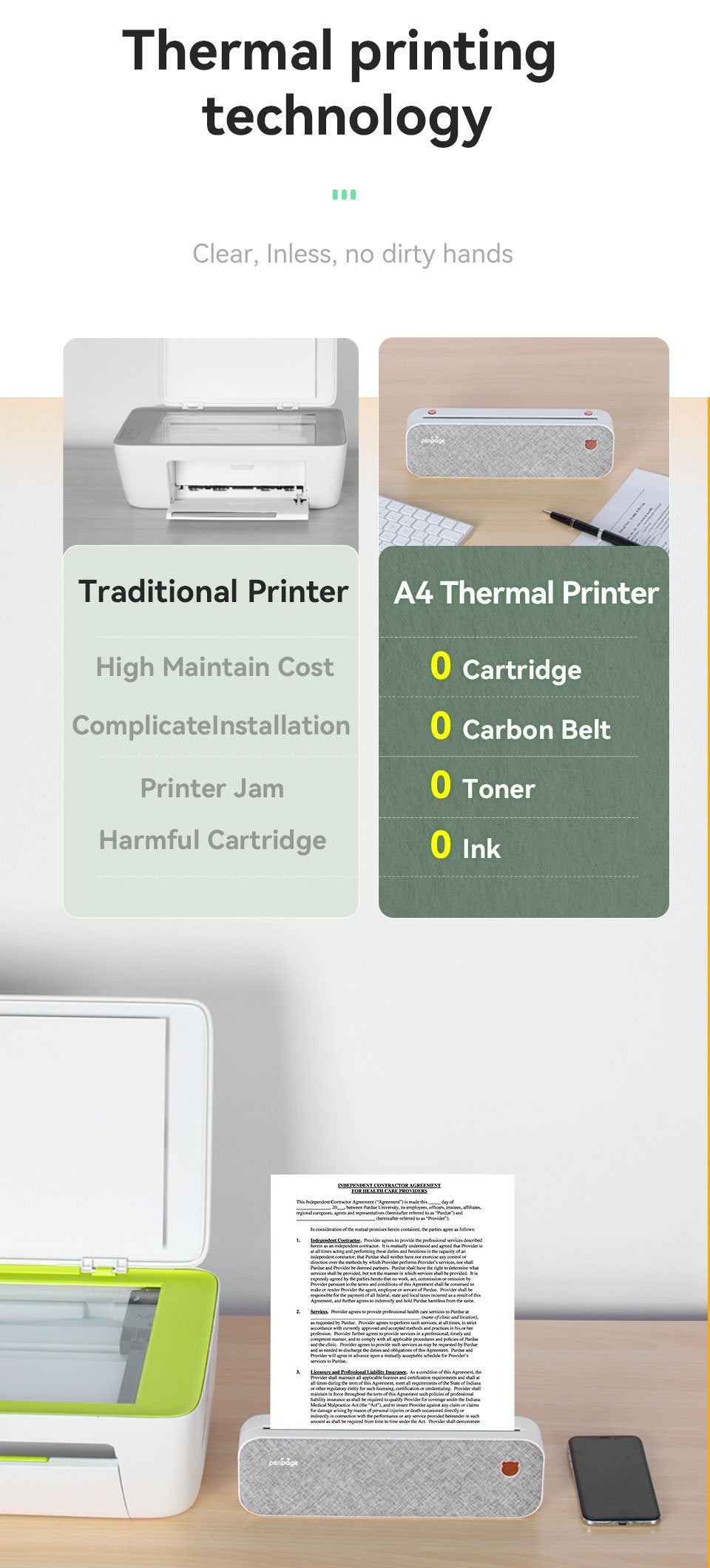 A4 mini thermal printer wireless direct printer does not require ink or toner-Veeddydropshipping