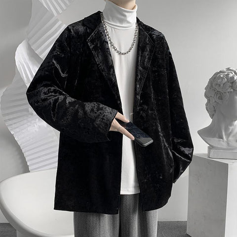 Velvet Blazer Jacket Men Autumn New Loose Club Party-MF01338-Veeddydropshipping
