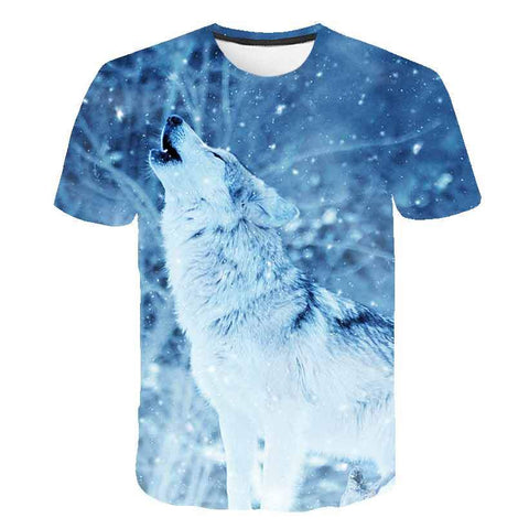 Animal Wolf T Shirt Kids Boys Clothes Summer Short Sleeve Girls Tops-TB01168-Veeddydropshipping