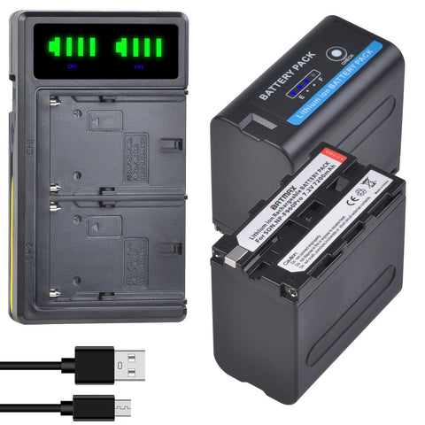 2Pcs 7200mAh NP F970 NP-F960 Power Indicator Battery Batterie +Ultra Fast -CE00496-Veeddydropshipping
