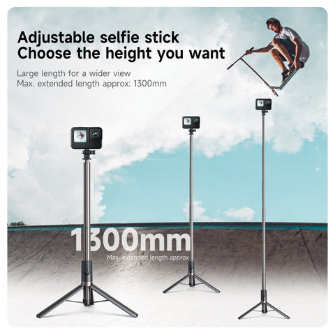 1.3M Selfie Stick Tripod With Wireless Bluetooth Remote Control for GoPro Insta 360 DJI-CE00282-Veeddydropshipping
