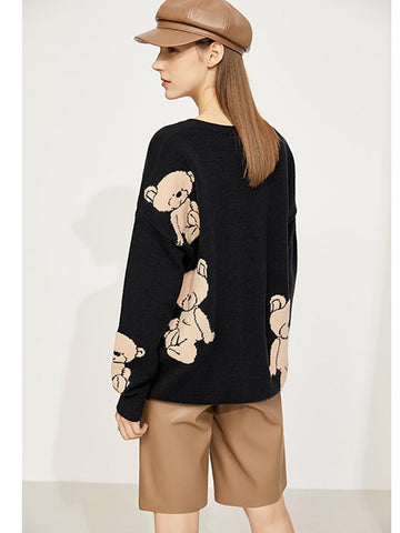 Minimalism Sweater For Women Fashion Bear Printed-WF00087-Veeddydropshipping