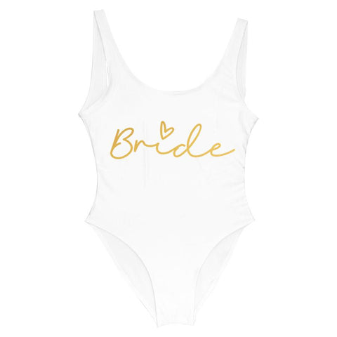 S-3XL Gold Print Team Bride One-Piece Swimsuit Squad Women Swimwear Bachelorette -OS00098-Veeddydropshipping