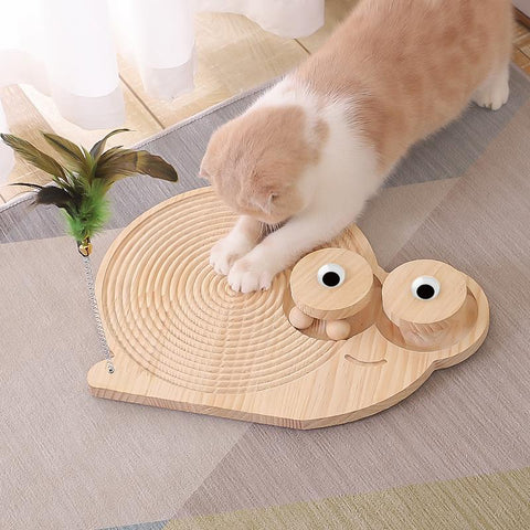 Solid Wood Cat Scratcher Turntable Tracks-HA01439-Veeddydropshipping