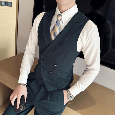 Breasted Leisure Blazer Vest/Male Slim Fit High-MF01308-Veeddydropshipping