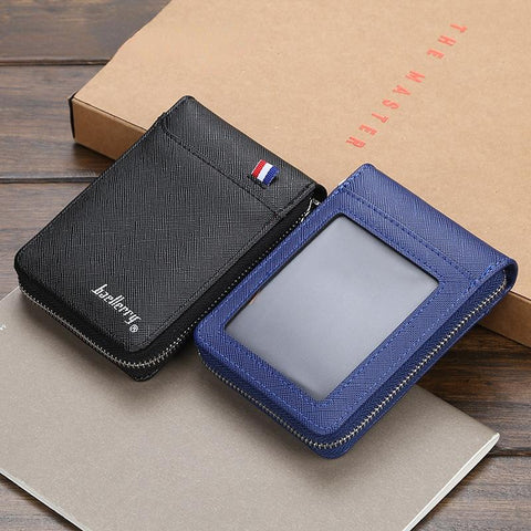 Small Multifunctional Hand Card Holder PU Business Zipper Purse-BS00182-Veeddydropshipping