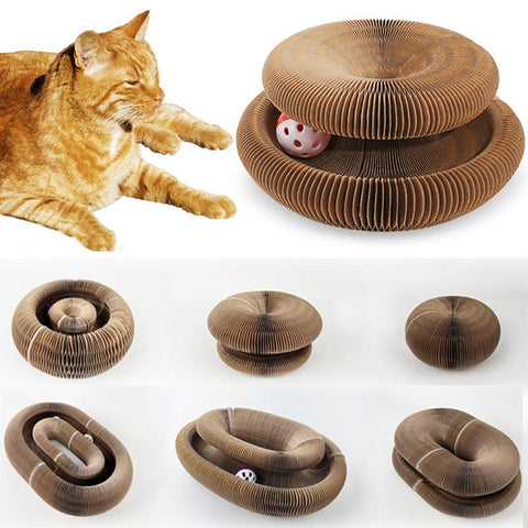 Foldable Cat Scratch Board Toy with Bell-HA01384-Veeddydropshipping