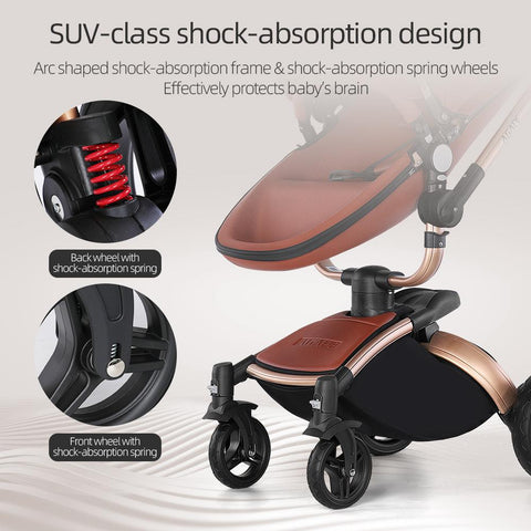 Baby Stroller 3 In 1 Pu leather baby Carriage with Car Seat travel foldable-TB00354-Veeddydropshipping
