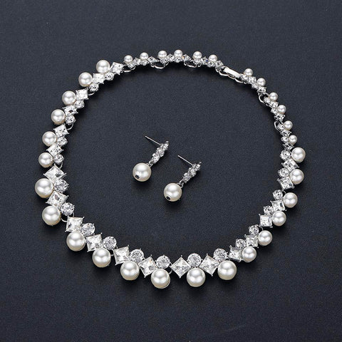 Earring  Necklace Luxury Jewelry Sets Charm Wedding  -JW00355-Veeddydropshipping