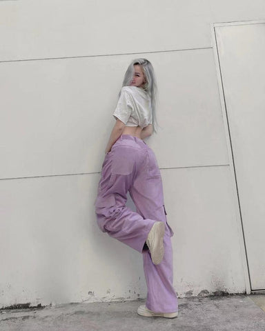 woman sport jeans wide leg mid-waist-WF00626-Veeddydropshipping