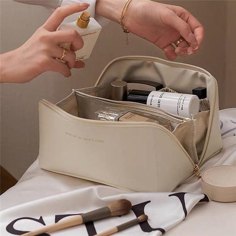Portable Leather Makeup Pouch Women Waterproof Bathroom-BS00545-Veeddydropshipping