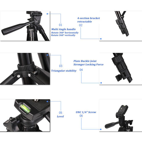 NA-3120 Phone Tripod Stand 40inch Universal Photography for Gopro iPhone Samsung Xiaomi -CE00263-Veeddydropshipping