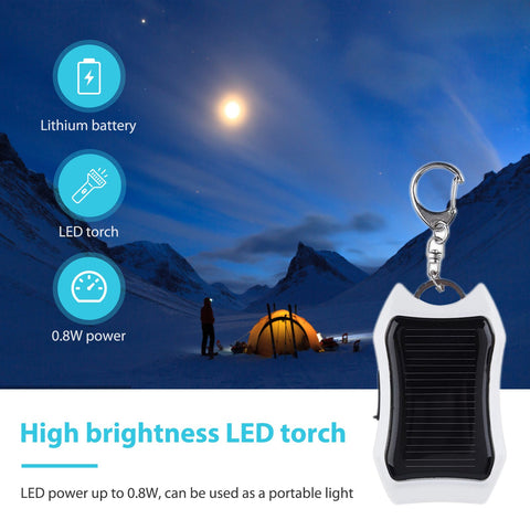 1000mAh Solar Power Bank LED Flashlight Portable Outdoor Multifunctioal Lamp Keychain-PA00474-Veeddydropshipping