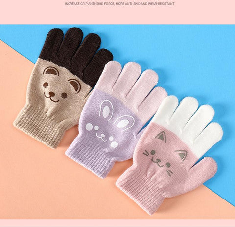 3-6 Year Baby Boy Girl Winter Gloves Cute Cartoon Bear Cat Glove-TB00734-Veeddydropshipping