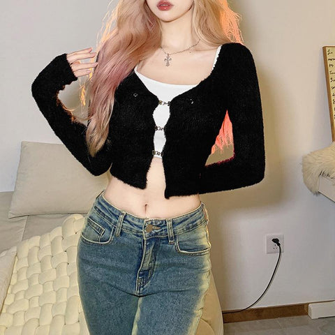 Women Clothing Slim Camisole Square Collar Cardigan Set-WF00268-Veeddydropshipping
