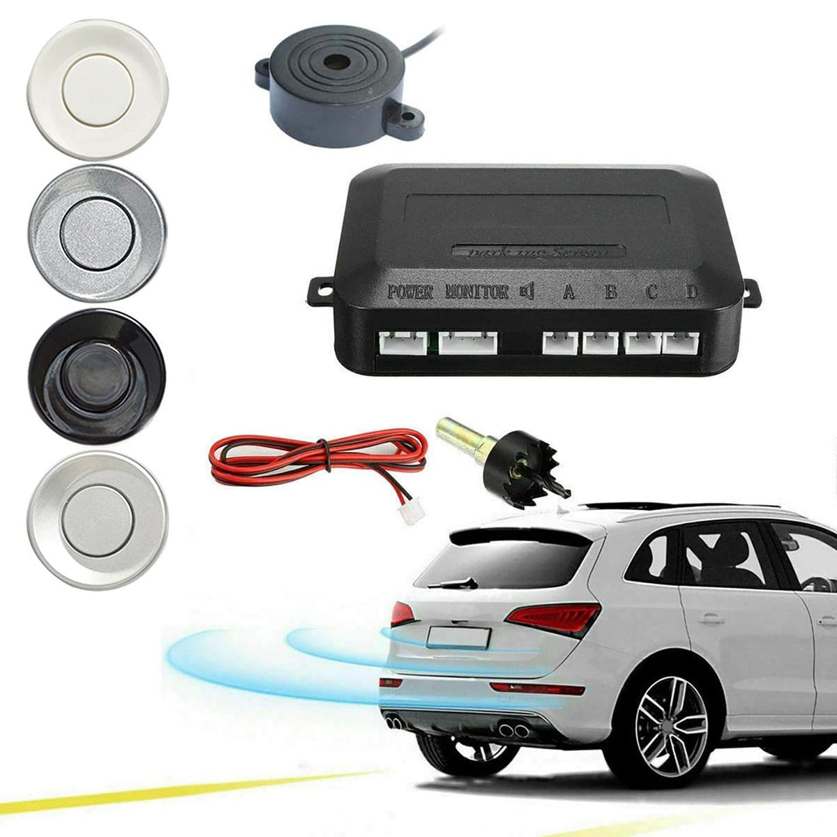 Wireless Car Parking Sensor Kit Buzzer 12V 22mm Reverse Backup Radar-AM00145-Veeddydropshipping