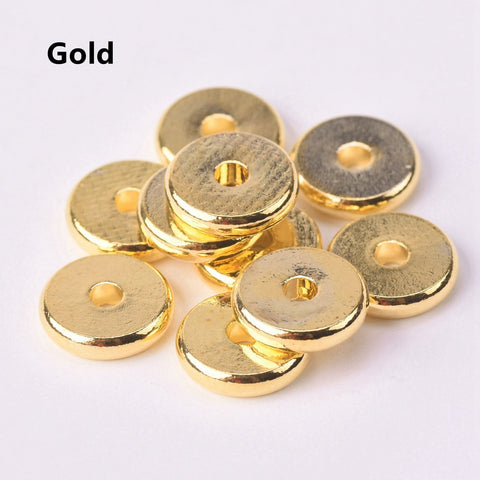 Solid Brass Metal Plated  Flat Round Loose Spacer Beads For Jewelry -JW01487-Veeddydropshipping