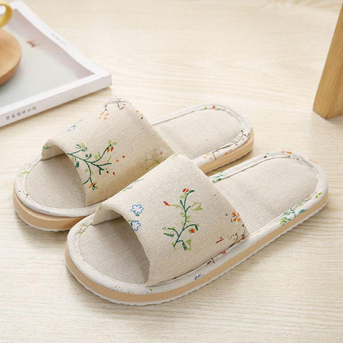 Autumn Linen Home Slippers Female Soft Comfortable-BS01186-Veeddydropshipping