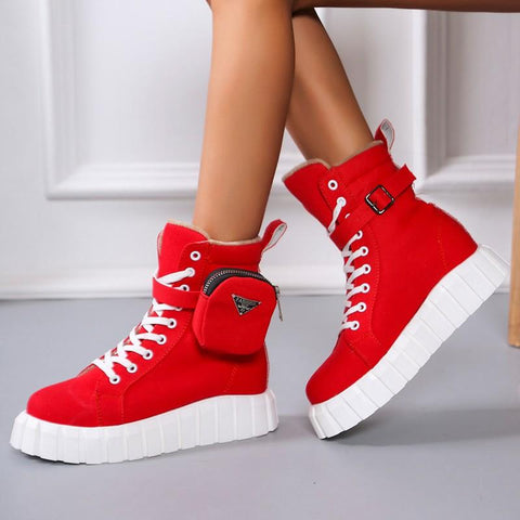 Leather Fashion Buckle High-Top Sports Boots Casual-BS00973-Veeddydropshipping
