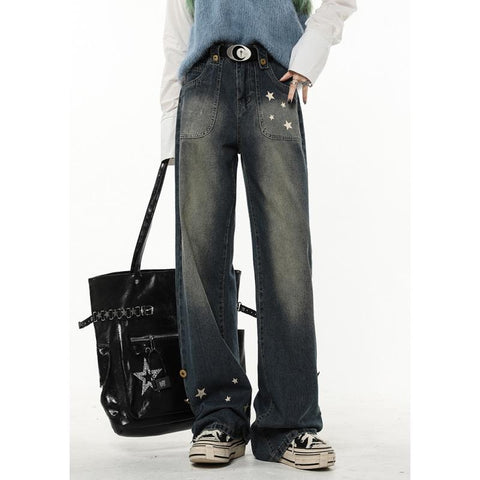 High Waist Women Jeans Stars Printing-WF00033-Veeddydropshipping