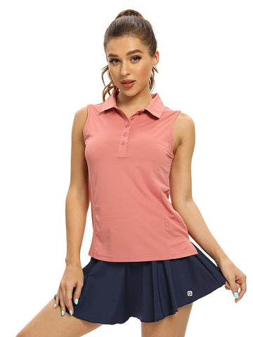 Women Sleeveless Polo Golf Shirts Quick Dry 50+ UV Protection V-Neck with -OS00930-Veeddydropshipping