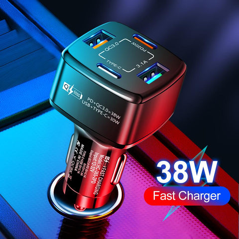 FLOVEME 4 in 1 PD 38W Car Charger for iPhone 14-PA01179-Veeddydropshipping