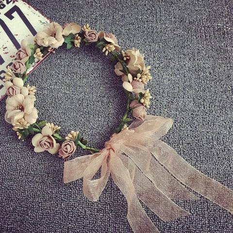 High Quality Spring Pearl Crowns Beach Wreaths Flower Headband -JW00454-Veeddydropshipping